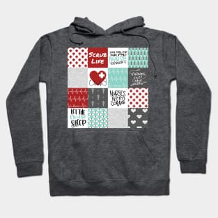 Copy of Nurse Patchwork - red/aqua Hoodie